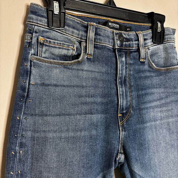 NWOT Hudson Barbara Super Skinny Studded Medium Wash Jeans Size 23 - Picture 2 of 7